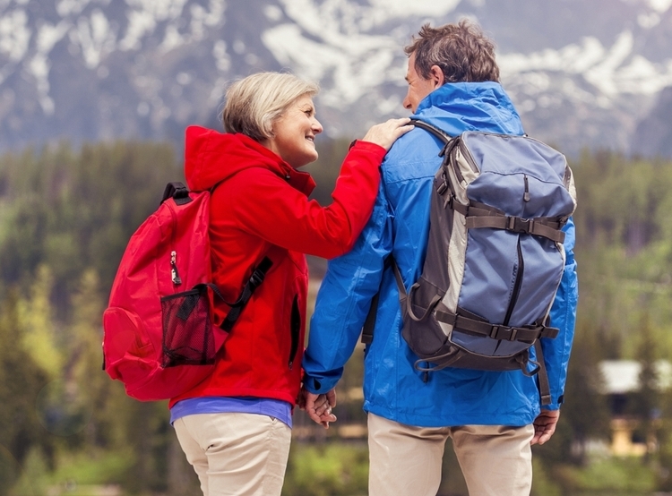 Older couple enjoying the mountains in Colorado.